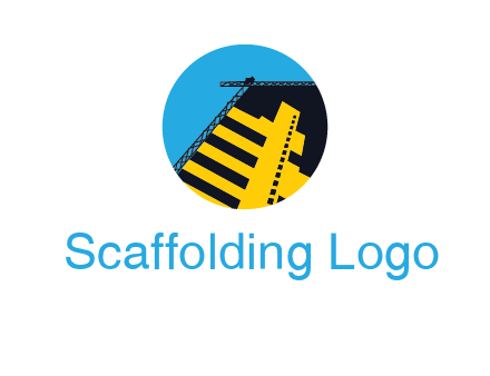 crane and beams in circle construction logo