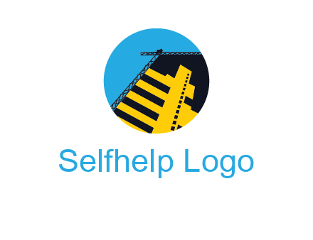 crane and beams in circle construction logo