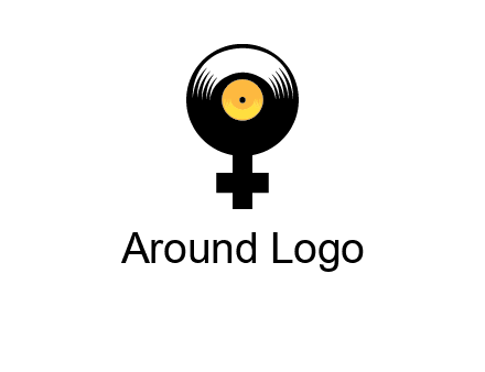 cross sign with gramophone cd logo