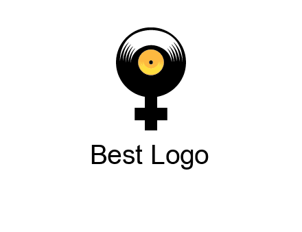 cross sign with gramophone cd logo