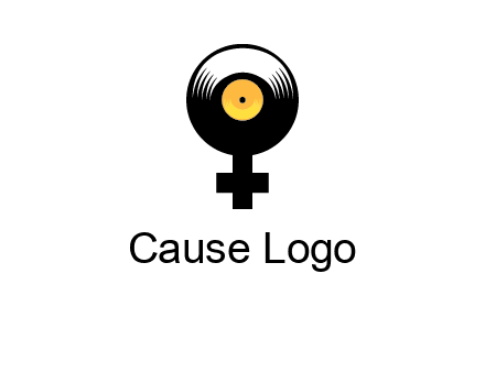 cross sign with gramophone cd logo
