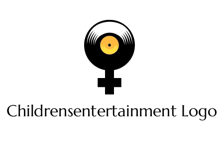 cross sign with gramophone cd logo