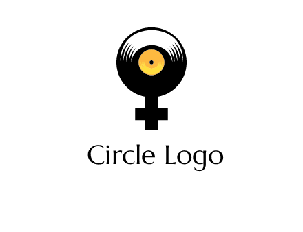 cross sign with gramophone cd logo