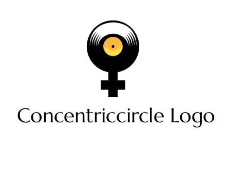 cross sign with gramophone cd logo