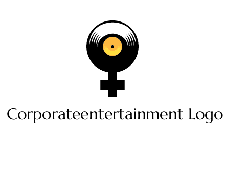 cross sign with gramophone cd logo