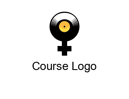 cross sign with gramophone cd logo