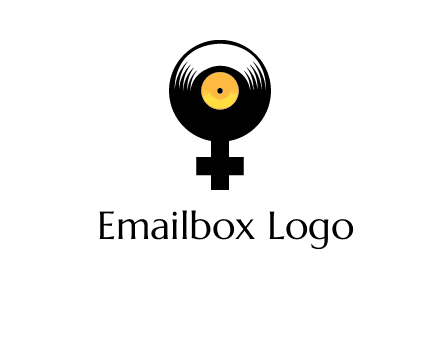 cross sign with gramophone cd logo