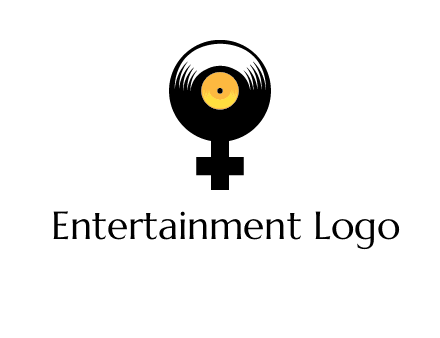 cross sign with gramophone cd logo
