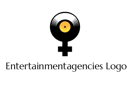 cross sign with gramophone cd logo