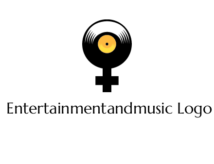 cross sign with gramophone cd logo