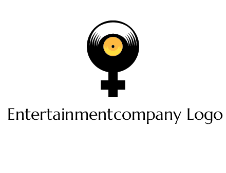 cross sign with gramophone cd logo