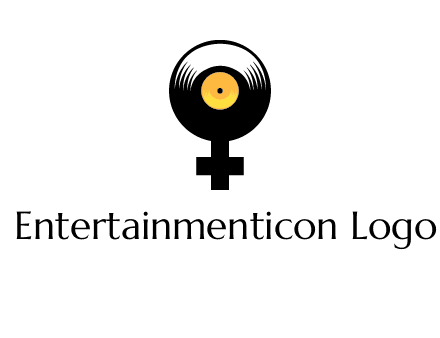 cross sign with gramophone cd logo