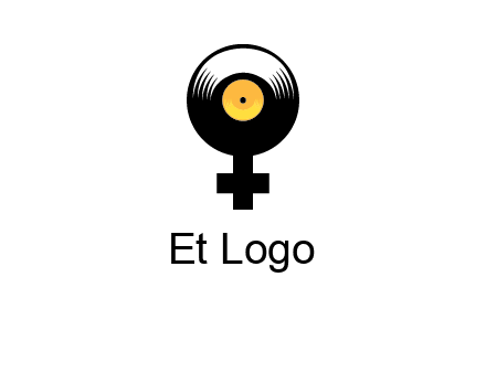 cross sign with gramophone cd logo