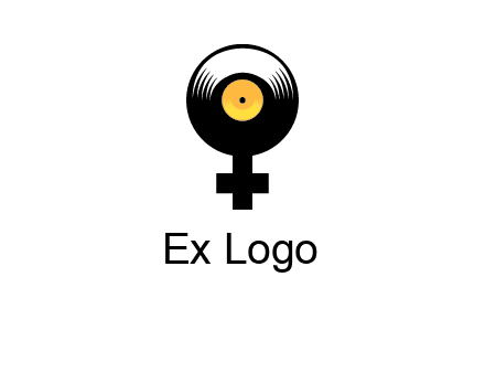 cross sign with gramophone cd logo