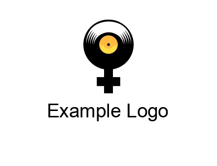 cross sign with gramophone cd logo