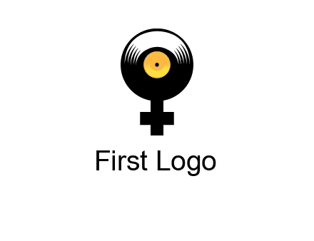 cross sign with gramophone cd logo