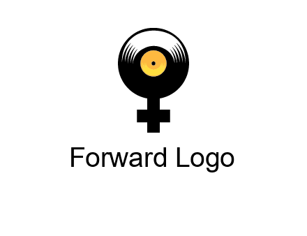 cross sign with gramophone cd logo