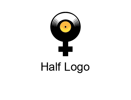 cross sign with gramophone cd logo