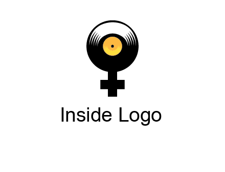 cross sign with gramophone cd logo