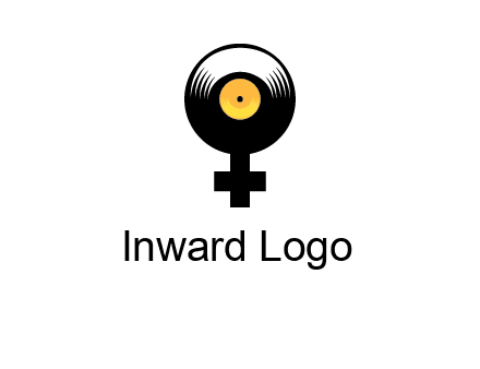 cross sign with gramophone cd logo