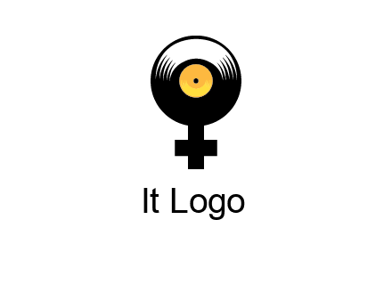 cross sign with gramophone cd logo