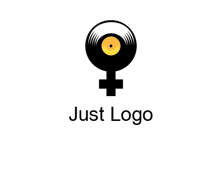 cross sign with gramophone cd logo