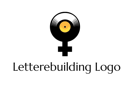 cross sign with gramophone cd logo