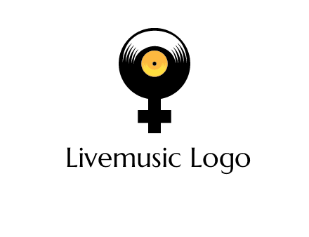 cross sign with gramophone cd logo