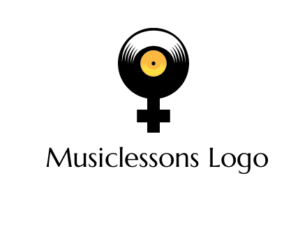 cross sign with gramophone cd logo
