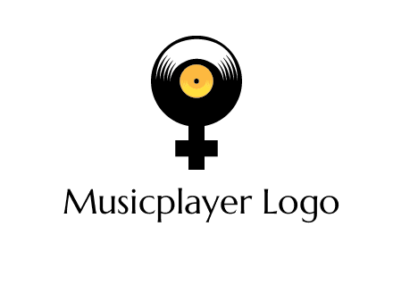 cross sign with gramophone cd logo