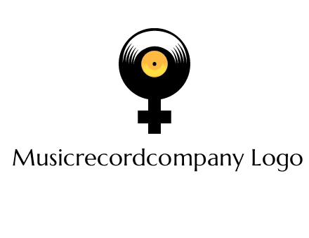 cross sign with gramophone cd logo