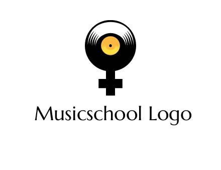 cross sign with gramophone cd logo