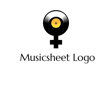 cross sign with gramophone cd logo