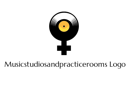 cross sign with gramophone cd logo