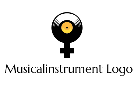 cross sign with gramophone cd logo