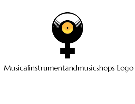 cross sign with gramophone cd logo