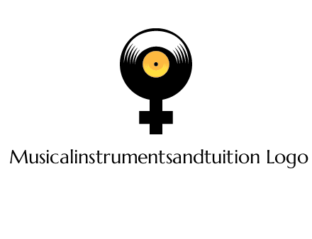 cross sign with gramophone cd logo