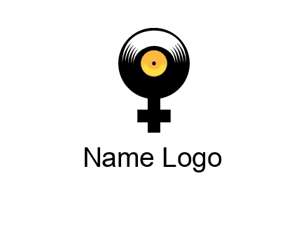 cross sign with gramophone cd logo