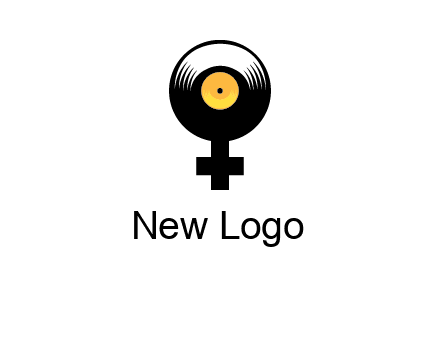 cross sign with gramophone cd logo