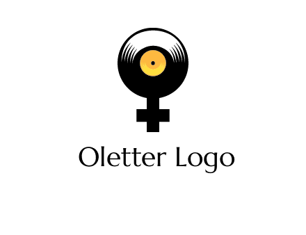 cross sign with gramophone cd logo