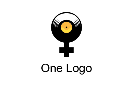 cross sign with gramophone cd logo