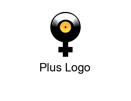 cross sign with gramophone cd logo