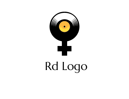 cross sign with gramophone cd logo