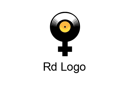 cross sign with gramophone cd logo