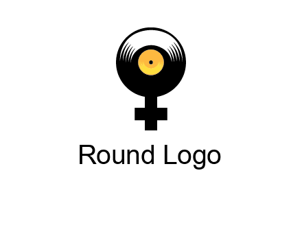 cross sign with gramophone cd logo