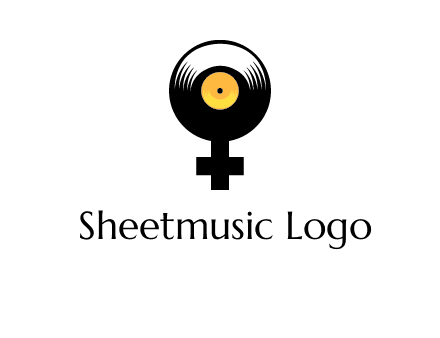 cross sign with gramophone cd logo