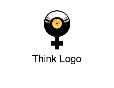 cross sign with gramophone cd logo