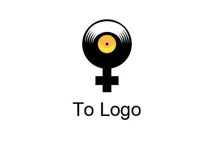 cross sign with gramophone cd logo