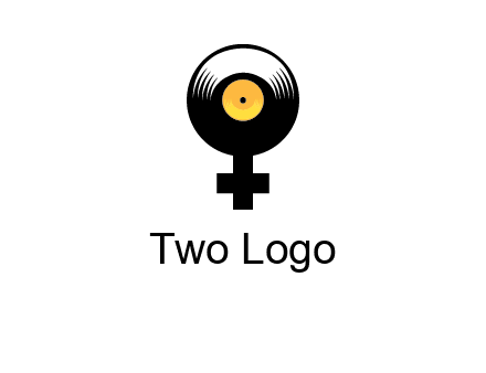 cross sign with gramophone cd logo