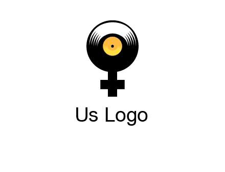cross sign with gramophone cd logo